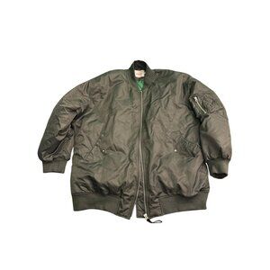 Hudson XL Olive Green Quilted Lining Bomber Jacket With Zippered Sleeve Pocket &